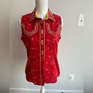 Panhandle Slim women’s rhinestone western sleeveless shirt size M